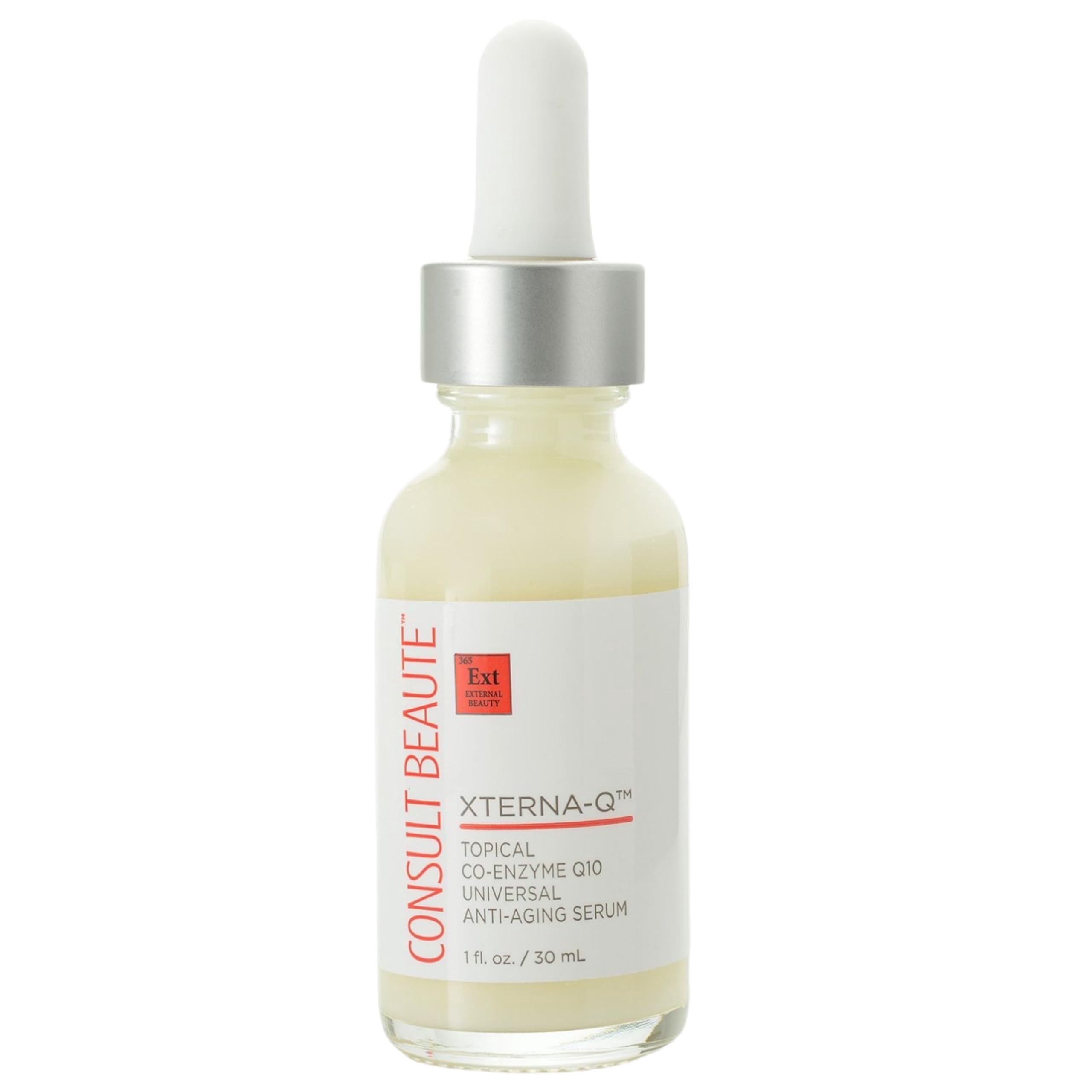 Consult Beaute Xterna-Q Topical CO-Enzyme Q10 Universal Anti-Aging Serum for Face and Neck 1 oz. - CoQ10 Peptides - Bergamot Fruit Oil - Antioxidant Skin Care