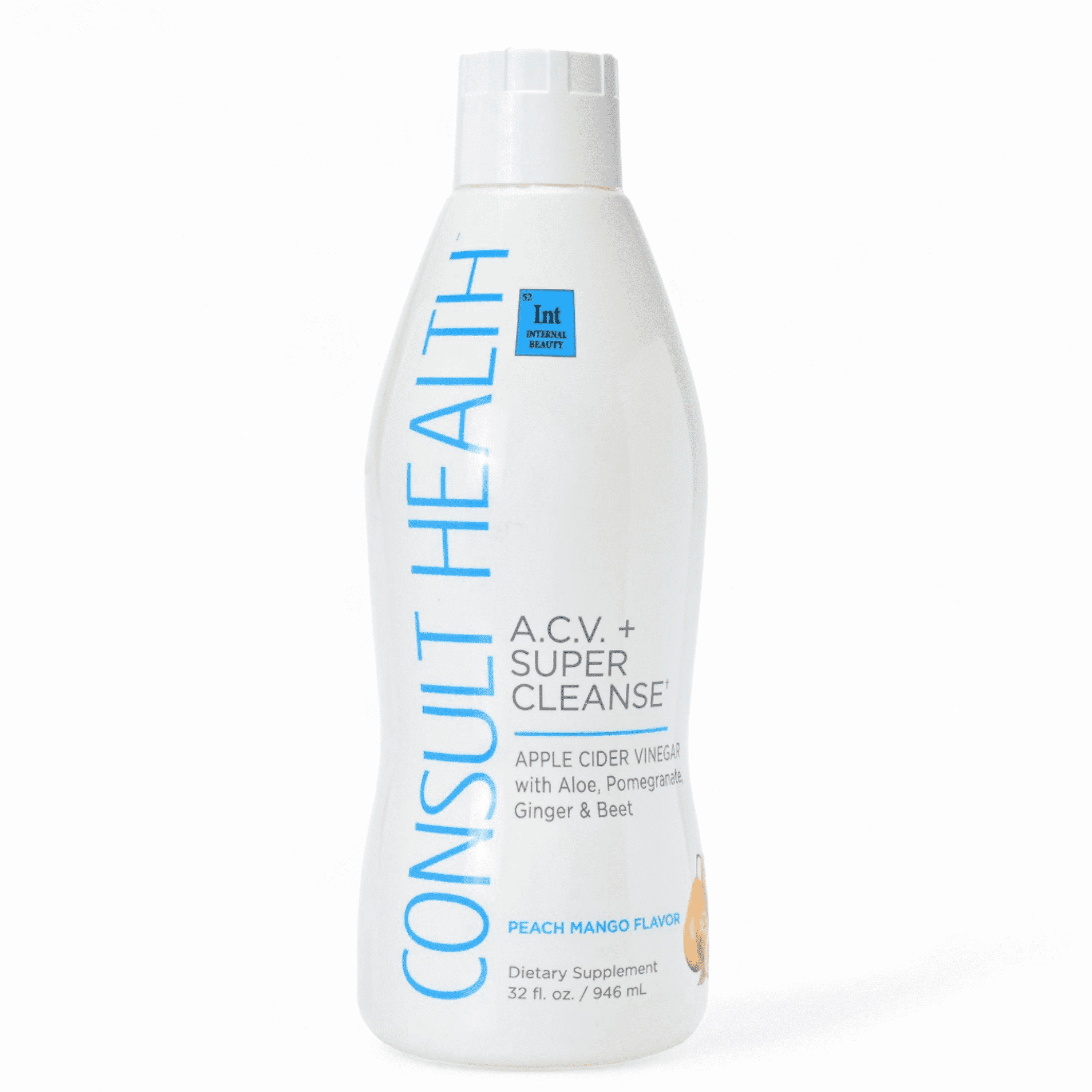Consult Beaute A.C.V. Apple Cider Vinegar + Super Cleanse Peach Mango Flavor, 32 Fl Oz