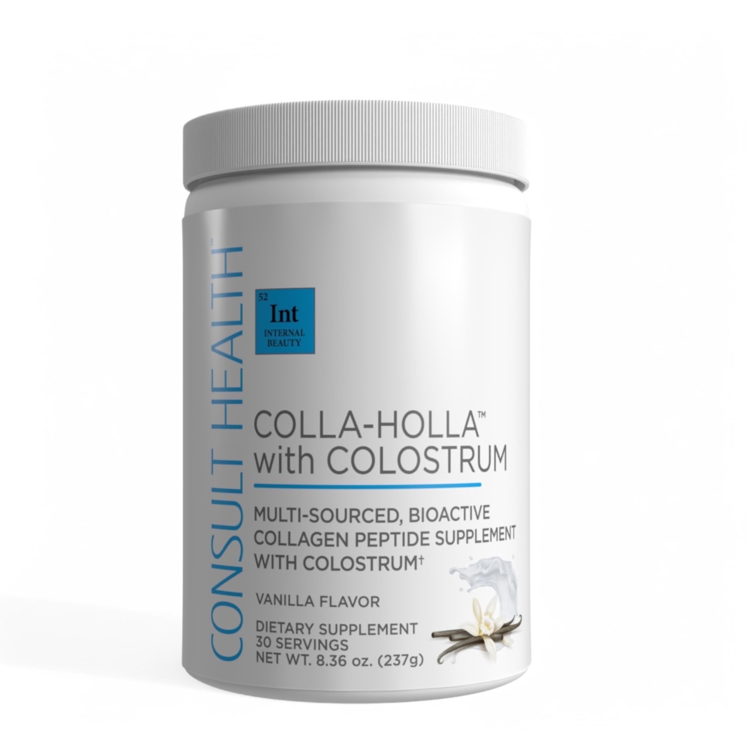 Consult Beaute Colla-Holla with Colostrum Vanilla Flavor Hydrolyzed Collagen Powder Supplement 8.36 oz