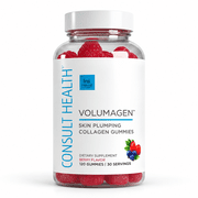 Consult Health VOLUMAGEN Skin Plumping Collagen Gummies with Verisol Bioactive Collagen Peptides, Biotin, Decrease Wrinkles, Increase Skin Elasticity, Natural Berry Flavor,120 Count