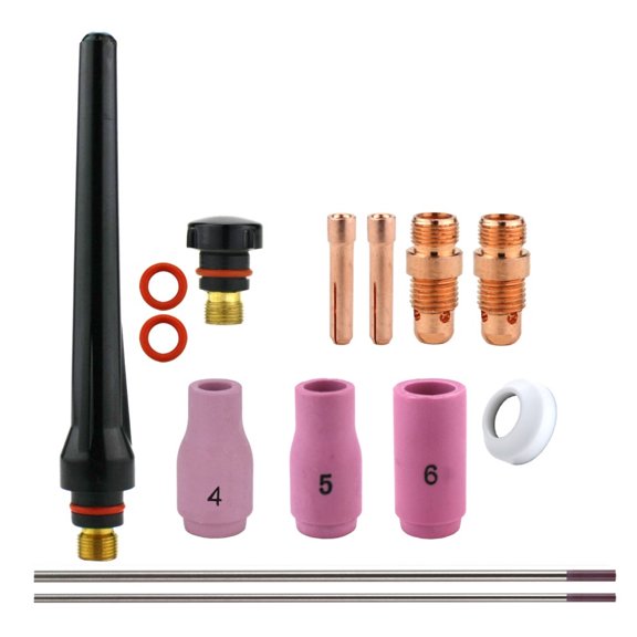 Consumables Kit for 17-18-26 Series TIG Torches with Stubby Set-Up - Sizes: 0.040" and 1/16" with Tungstens (Model: AK-1-STUB-T)