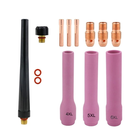 Consumables Kit for 9-20-25 Series TIG Torches with Standard Set-Up - X-Long Nozzle - Sizes: 1/16", 3/32" and 1/8" (Model: AK-4-STDXL)