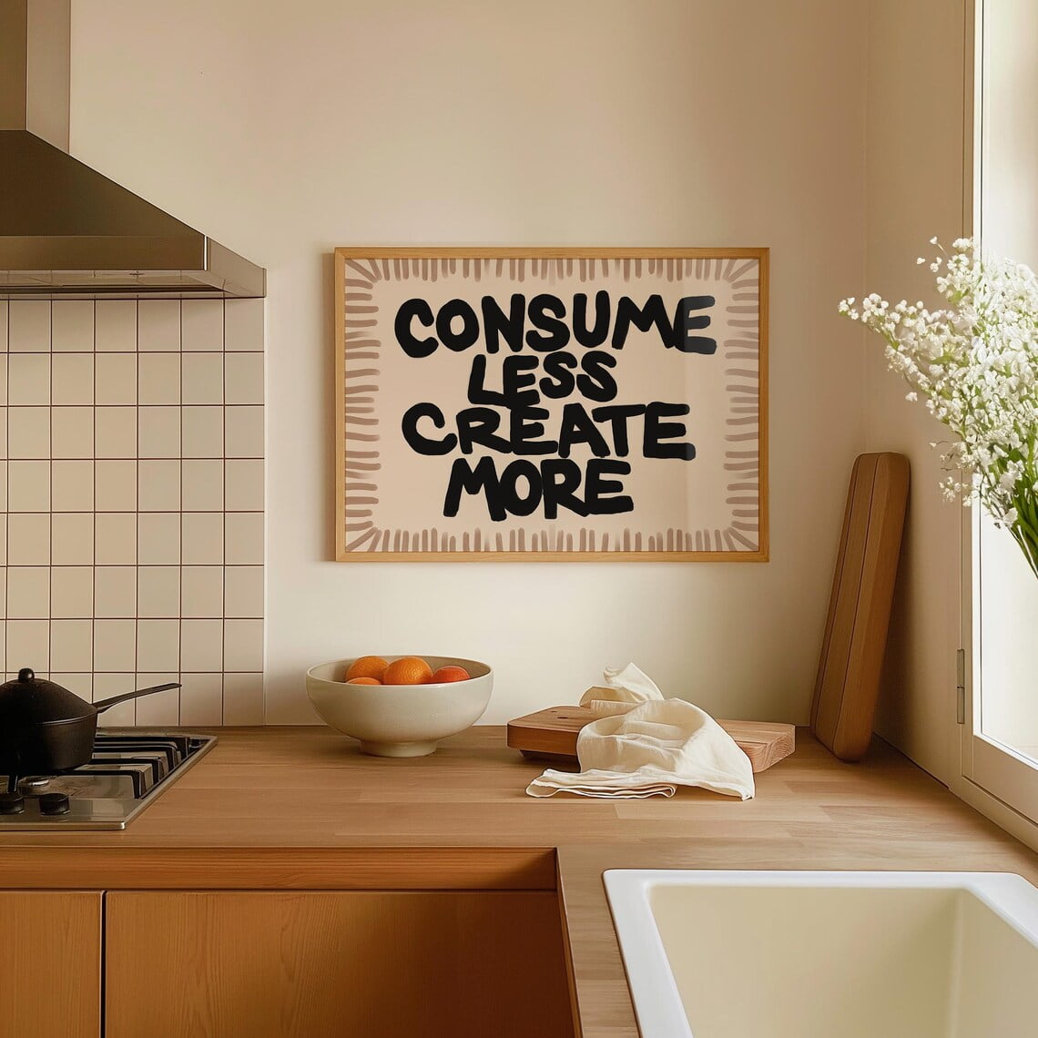 Consume Less Create More Poster – Minimalist Bold Quote Wall Art ...