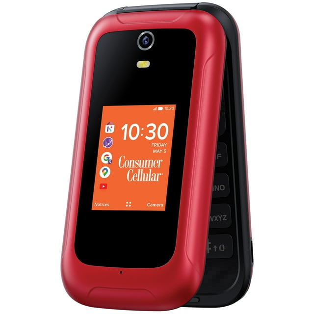 Consumer Cellular Iris, 8GB, Red - Flip Phone