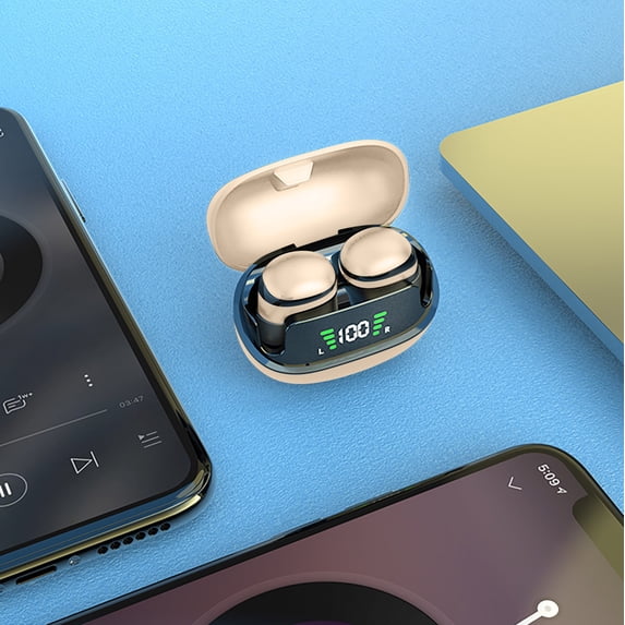 Consumer Electronics Smart Wear And Other Bluetooth Earphone Mini Bluetooth Power Digital Display Low Delay Headset Earplug Type Ultra-low Beige