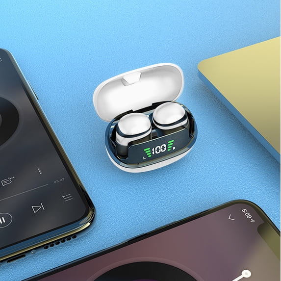 Consumer Electronics Smart Wear And Other Bluetooth Earphone Mini Bluetooth Power Digital Display Low Delay Headset Earplug Type Ultra-low White