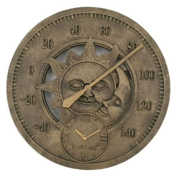 Consumer Products 850-0051 Thermometer/Clock with Sun and Moon 12"