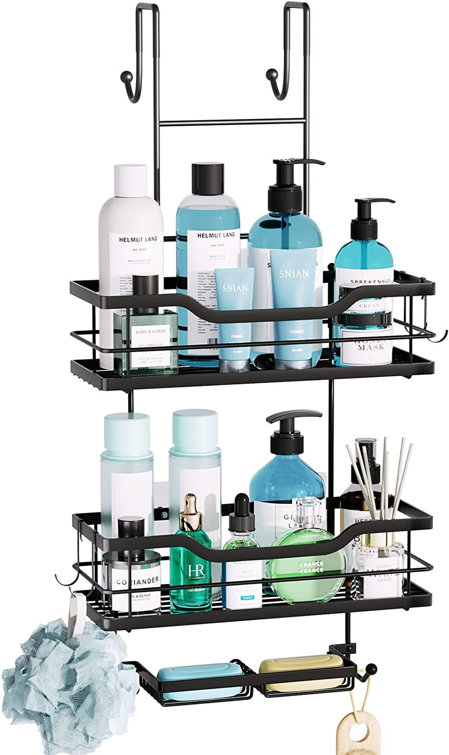 Consumest 4 Tier Over The Door Shower Caddy with Soap Holder, Adjustable Shower  Organizer Hanging Shower Shelf with 22 Hooks, Rustproof Stainless Steel  Hanging Shower Caddy for Bathroom