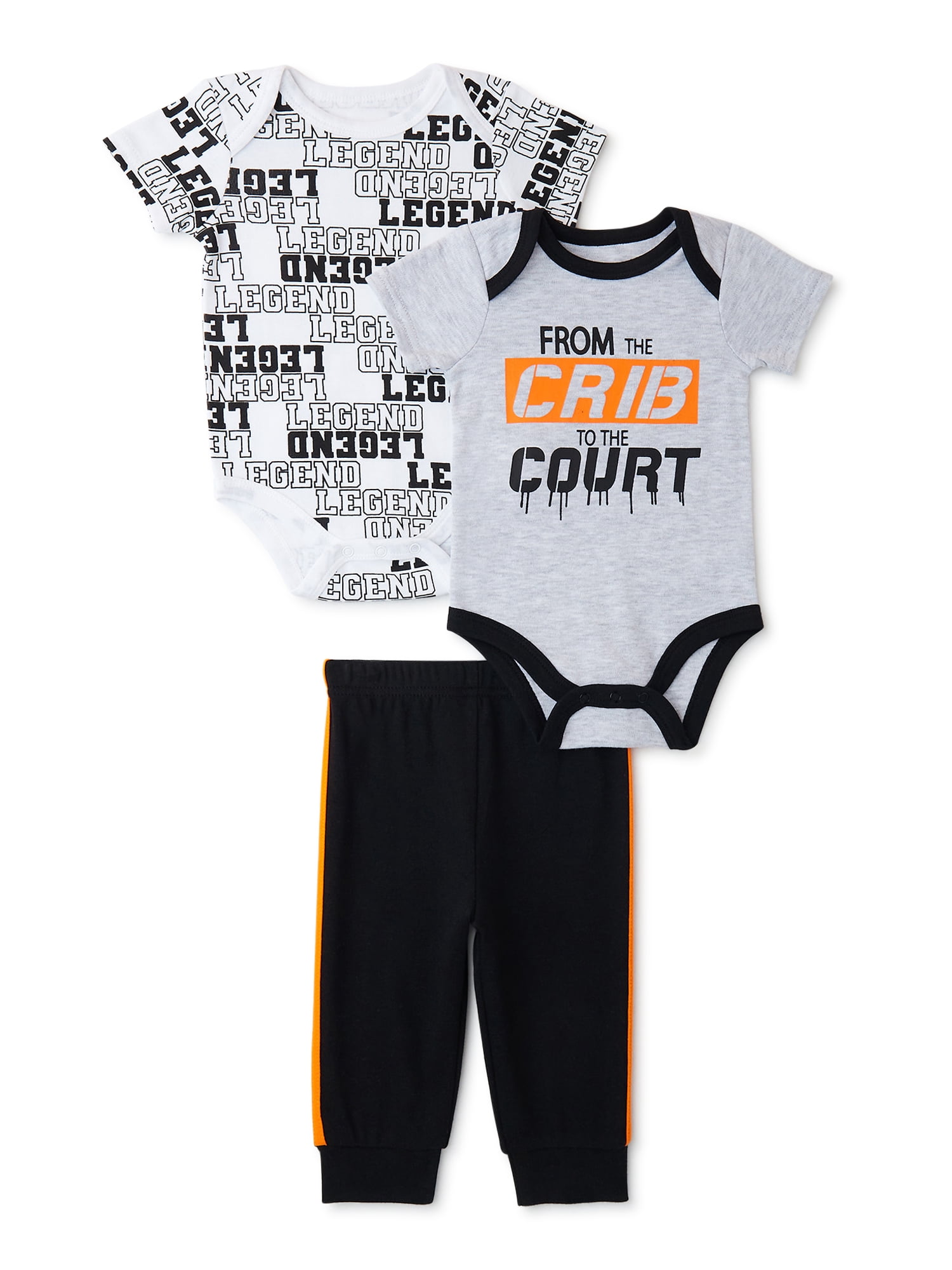 Contact Baby Baby Boys' Short Sleeve Bodysuit and Creeper Set, 3-Piece, Sizes Newborn-9 M