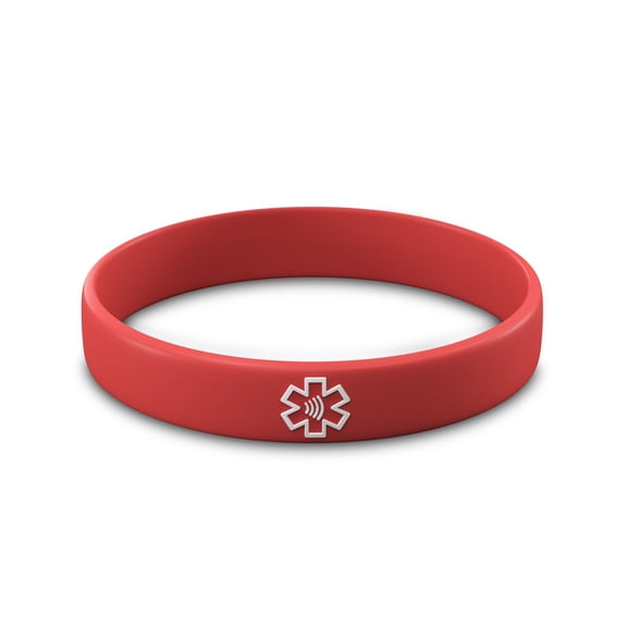 Contact Co. Smart Emergency ID Silicone NFC Wristband, Vibrant Smart Band with App-Free Sharing, Seamless Band for Tech Enthusiasts and More, Red
