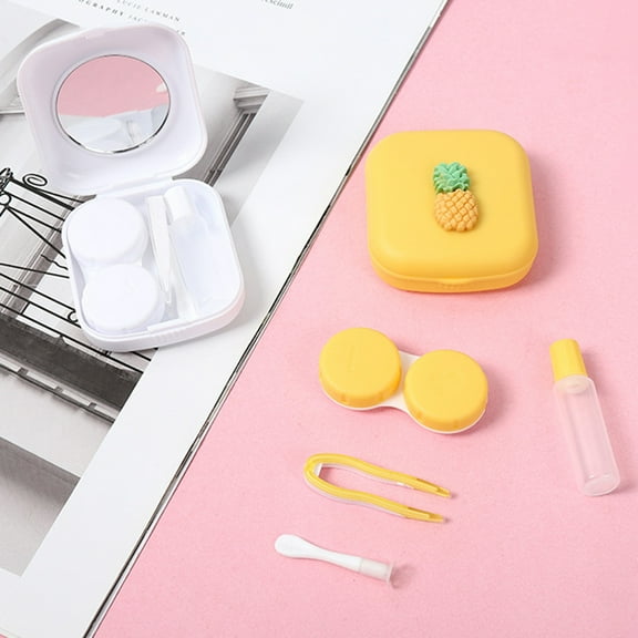Contact Lens Case, Colorful Fruit Pattern Contact Lens Box Holder Container, Outdoor Mini Contact Lens Soak Storage Kit With Mirror For Travel&Home
