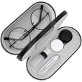 thumbnail image 1 of Contact Lens Case with Mirror Tweezers Remover, Double Eyeglass Case, 2 in 1 Double Sided Portable Contact Lens Box Holder Container Soak Storage Kit Sunglasses Pouch for Men & Women, Black, 1 of 7