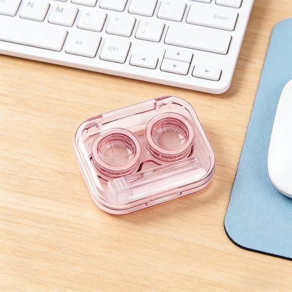 Contact Lens Case Travel Kit –Portable Contact Lens Storage Box, Leakproof Double Holders, Tweezers Slot, Lightweight Plastic, Daily & Trip Use