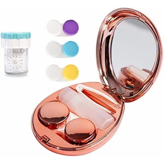 Contact Lens Case with Cleaner Washer, Portable Travel Box with Mirror and Removal Tool Solution Bottle for Outdoor Daily Office