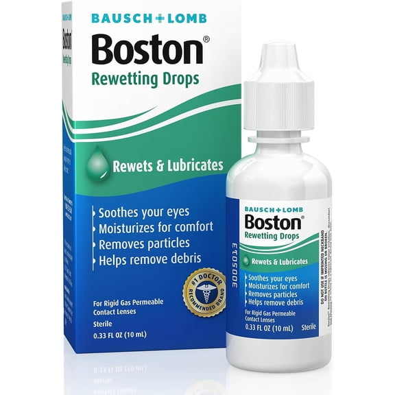 Boston Rewetting Drops for Rigid Gas Permeable Contact Lenses - from Bausch + Lomb, 0.34 fl oz (10 mL)
