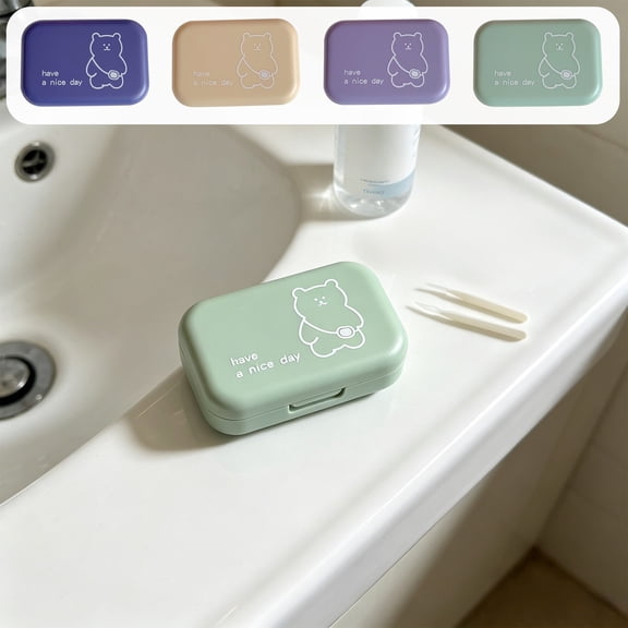 Contact Lens Storage Box - Green Portable Cute Contacts Lens Case, Durable Bpa-Free Plastic, Compact Size & Secure Seal, Reliable Contact Holder, Perfect for Daily Use, Travel & Home Decor Accent