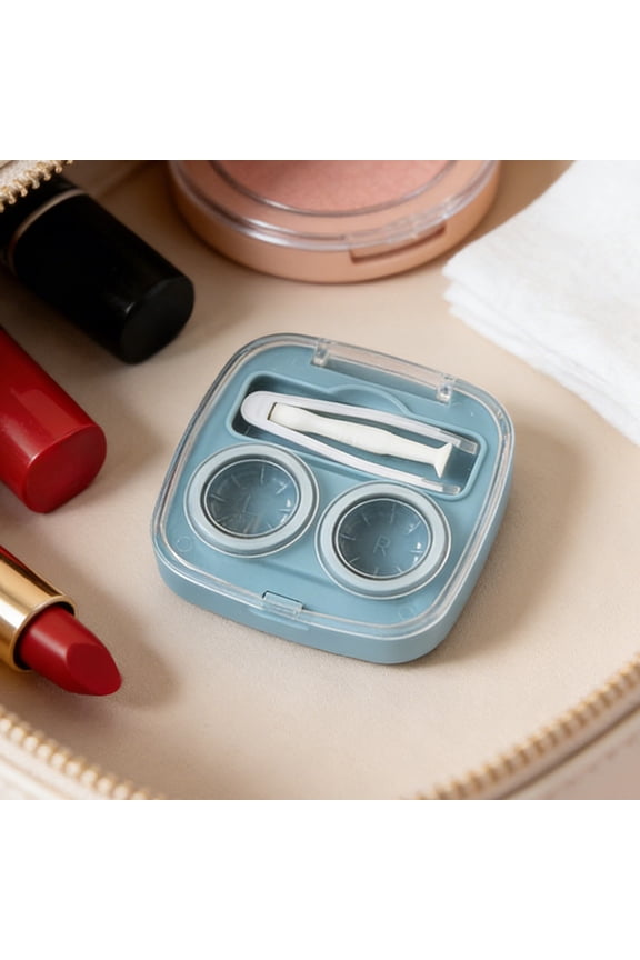 Contact Lens Travel Kit with Cleaner Washer, Portable Contact Box with Mirror Tweezers Remover Tool Solution Bottle for Daily Outdoor