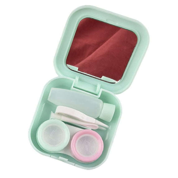 Contact Lenses Case Travel-friendly Vibrant Color Clear Printing Eye Contact Lenses Container Kit with Solution Bottle Tweezers for Outdoor