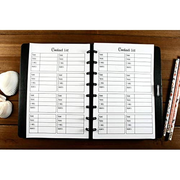 Contact List Inserts for 8 Disc Planners