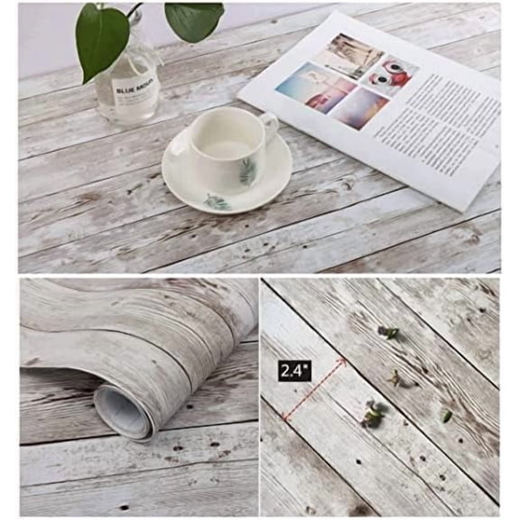 Contact Paper Peel and Stick Wallpaper Wood Grain Contact Paper for Cabinets Countertop Waterproof Removable Wallpaper Self Adhesive Decorative Shiplap Papel Tapiz para Pared 17.7''x78.7''