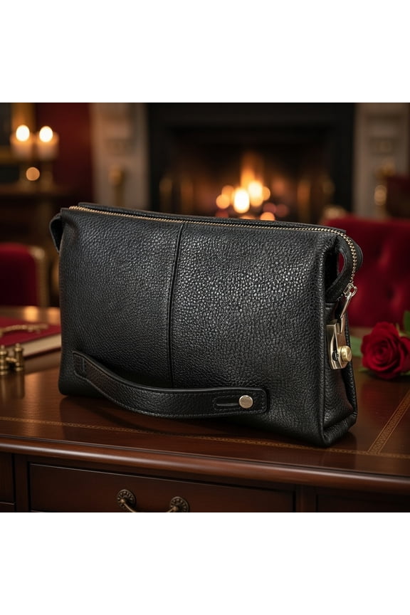 Contact‘s Code Lock Clutch Bag for Men , Gunuine Leather Men's Large Clutch Wallet with Handle ,Valentine Gift,Black