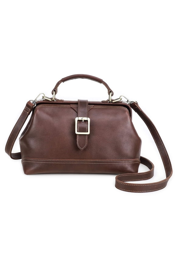 Genuine Leather Handbags Tote Shoulder Bag,Doctor Bag for Women, Large Capacity,Valentine Gift, Red Brown