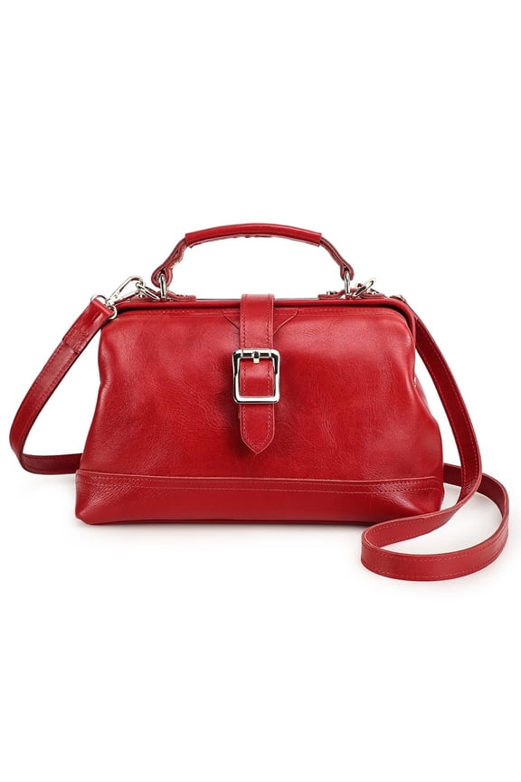 Genuine Leather Red Handbags Tote Shoulder Bag, Doctor Bag for Women, Large Capacity,Valentine Gift