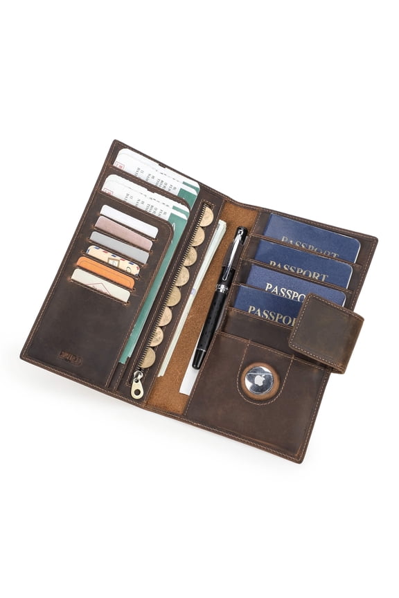 Family 4 Passports Holder RFID Blocking Travel Wallet Passport Cover for Men Women, Coffee