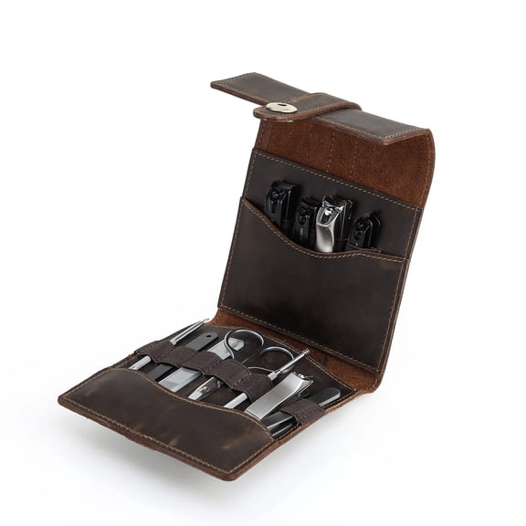 Contact's Genuine Leather Manicure Kit Case,Travel Nail Clipper Pouch, Small Personal Care Tools Pouch By Handmade (Case Only)