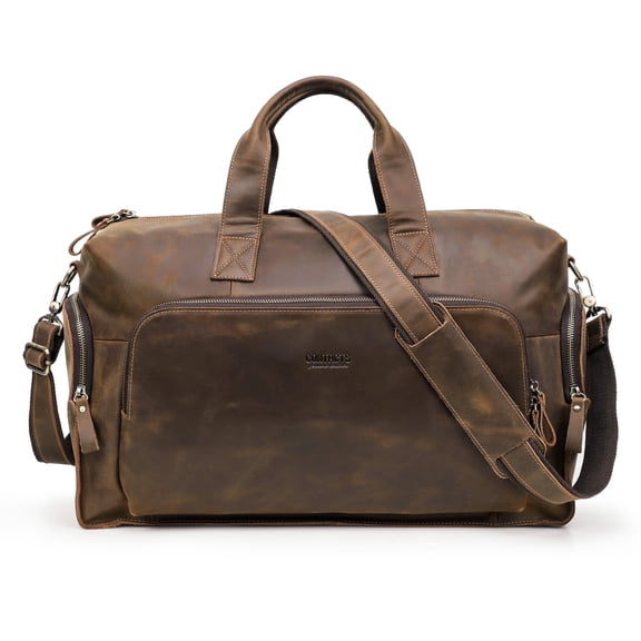 Contacts Handmade Leather Travel Duffel Bag, Airplane Underseat Carry On Bags, Coffee
