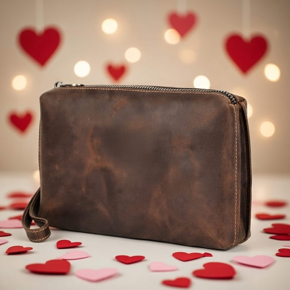 Contact's Mens Clutch  Purse Bag RFID Blocking, Genuine Leather Travel Wristlet Clutch Wallet for Men , Coffee