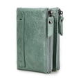 thumbnail image 1 of Contact's Soft Leather Wallet for Women and Men Small Bifold Coin Purse Double Zipper Card Holder RFID Blocking, Valentine Gift (Matcha Green), 1 of 9