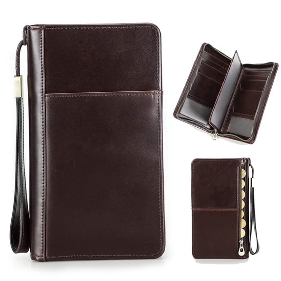 Contact's Genuine Leather Travel Passport Holder For Family RFID Blocking Fit up 4 Passports (Coffee)