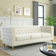 thumbnail image 1 of {Contact us for 3D modeling} Velvet Sofa for Living Room,Buttons Tufted Square Arm Couch, Modern Couch Upholstered Button and Metal Legs, Sofa Couch for Bedroom, Beige Velvet(W834S00023), 1 of 5