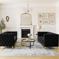 thumbnail image 1 of {Contact us for 3D modeling} Velvet Sofa for Living Room,Buttons Tufted Square Arm Couch, Modern Couch Upholstered Button and Metal Legs, Sofa Couch for Bedroom, Black Velvet ,2PCS, 1 of 5