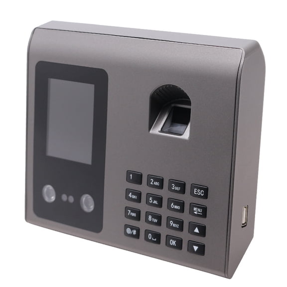 Contactless Face Recognition and Fingerprint Time Clock Machine with Inclined Wedge Design, Standalone Employee Punch In Device with USB Excel Export for Commercial Use