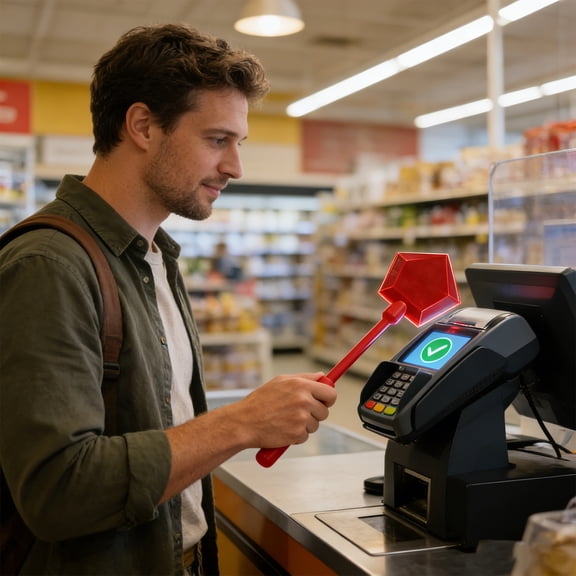 Contactless Payment Wand, Tap to Pay Credit Card Sticker for Phone Case, Wireless Magic Wand for Contactless Payments Shop Fun(Red)