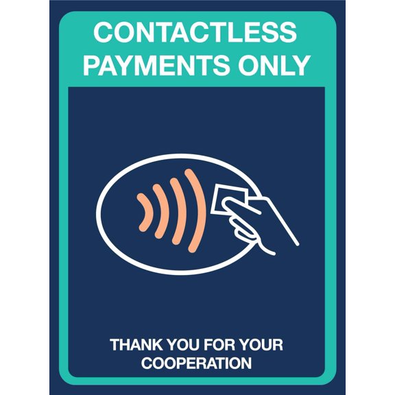 Contactless Payments Only Metal Sign Caution Danger Safety Security Warning Notice Signs Size: 8 x 12 inch