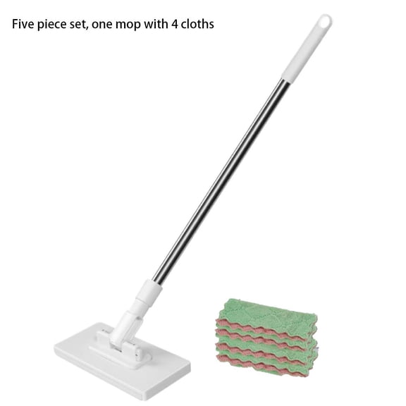 Contactless Release Mop, 39 in Handle with 5 Cotton Cloths, Hygienic One-Button Cloth Removal, For Easy Kitchen and Bathroom Cleaning Without Bending