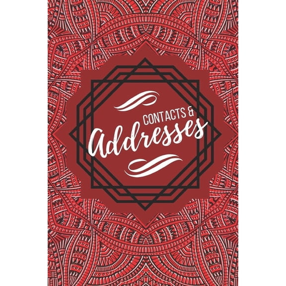 Contacts & Addresses: Geometric Design (Red, Black & White) Small 6" X 9", (Paperback)