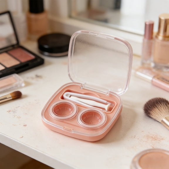 Contacts Lens Case Portable Great Looking Travel Contacts Lens Storage Box Compact Holders Cute Colored Contact Lenses Applicator Removal Tool Kit for Daily Outdoor, Orange