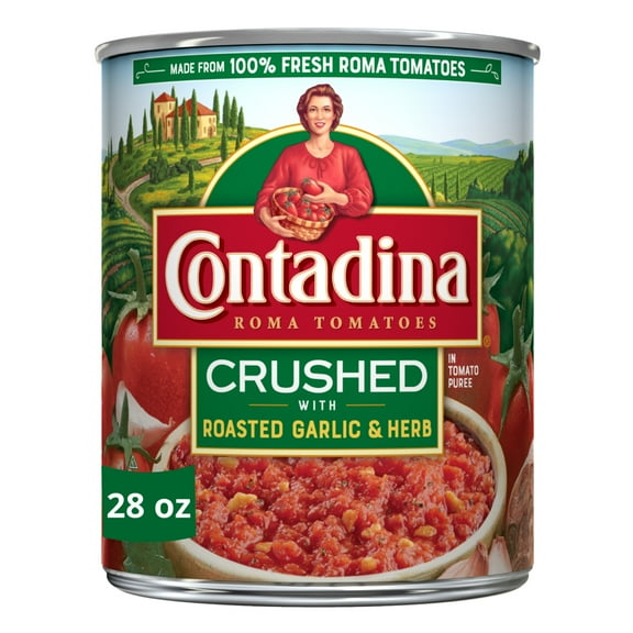 Contadina Crushed Tomatoes with Roasted Garlic 28 oz Can (Pack of 6)