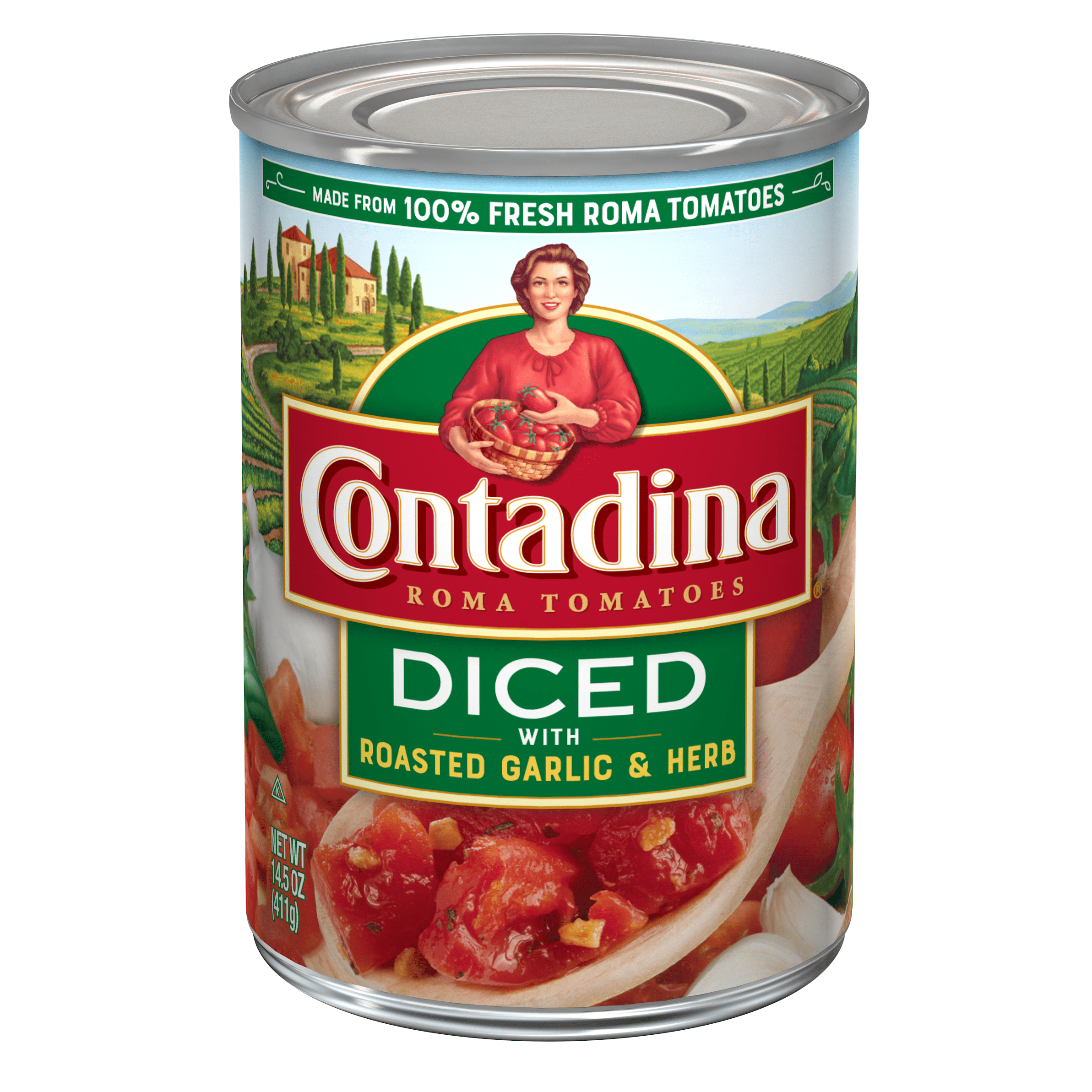 Contadina Diced Roma Tomatoes with Garlic Herb, 14.5 oz Can