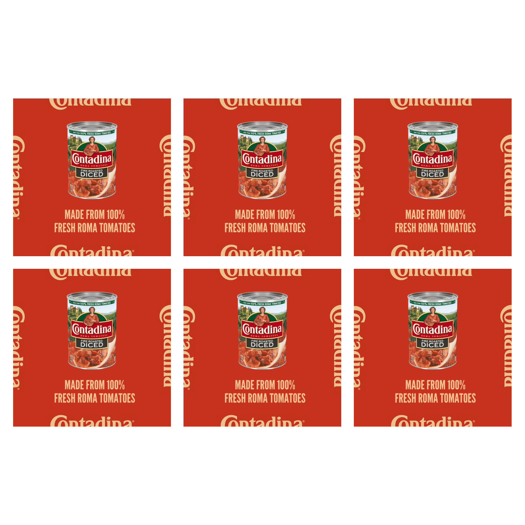 Contadina Fire Roasted Diced Tomatoes 14.5 oz Can (Pack of 6)