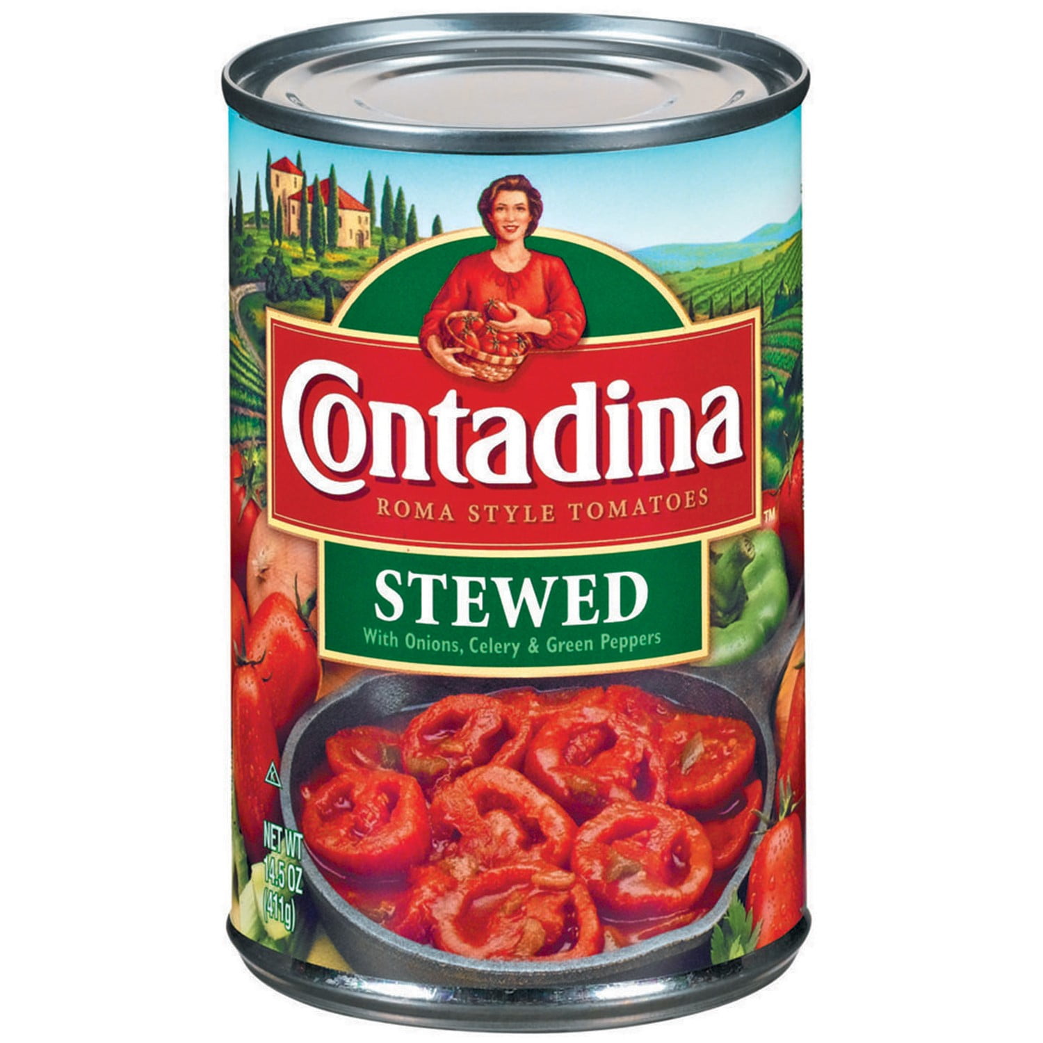 Contadina Stewed Tomatoes Onions Celery Peppers, 14.5 oz Can