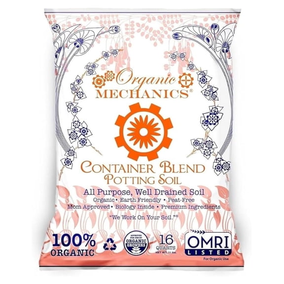 Container Blend Potting Soil, 16 qt - All-Purpose, Peat-Free, Well-Drained Blend with Compost, Rice Hulls, and Worm Castings for Growing Annuals, Perennials, Plants