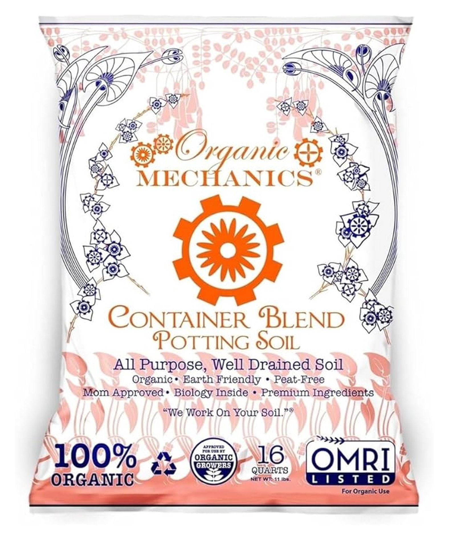 Container Blend Potting Soil 16 qt - Peat-Free All-Purpose Mix for Plants