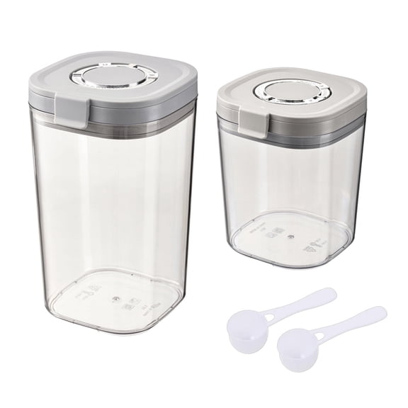 Container, Brown Sugar Container, Airtight Kitchen Storage Canister Container Set of 2 with 2 Spoon, Airtight Brown Sugar Keeper Container for Flour, Sugar & More