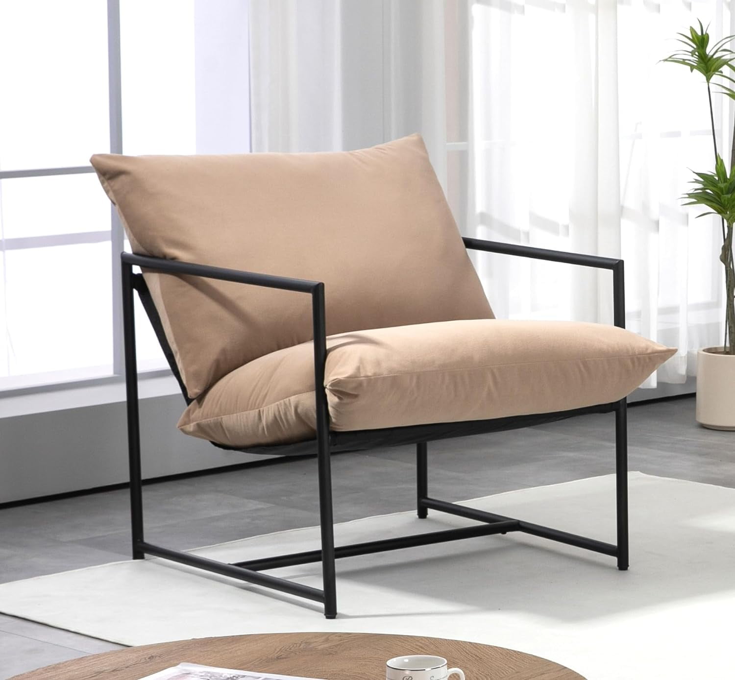 Container Furniture Direct Serenity Accent, Modern Velvet Arm Chair with Reclined Seat, Sleek Design, Durable Metal Frame, Soft Upholstery and Plush Comfort for Stylish Living Room