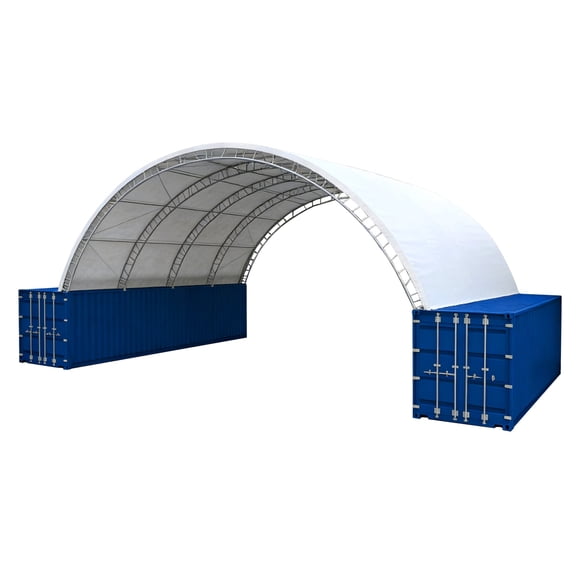40 x 40 x 14.5 ft Shipping Container Canopy, Steel Frame Shelter with PVC Cover for Equipment Storage